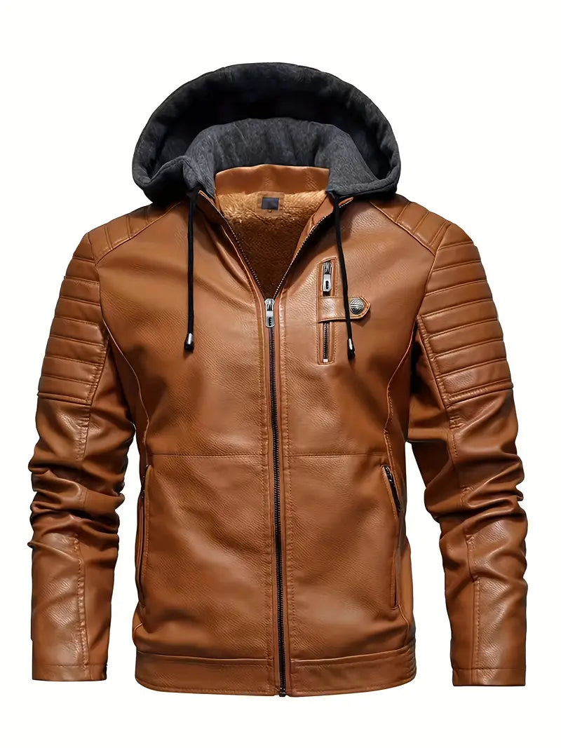 Jaxon | Hooded Leather Coat