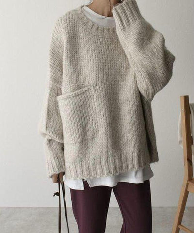 Evelina | Oversized Pocket Ivory Jumper