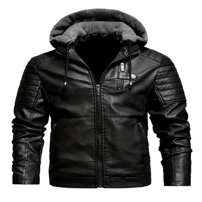 Jaxon | Hooded Leather Coat