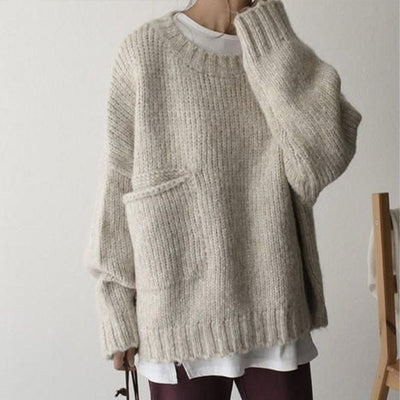 Evelina | Oversized Pocket Ivory Jumper