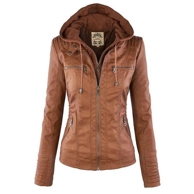 Kayla | Hooded Leather Jacket