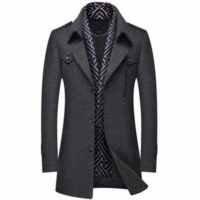 Kevin | Men's Modern Single-Breasted Stylish Long Overcoat