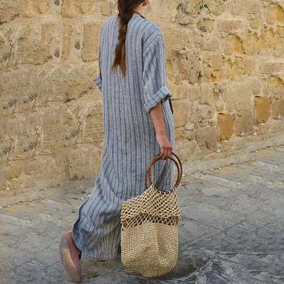 Selene | Elegant Striped Maxi-Dress