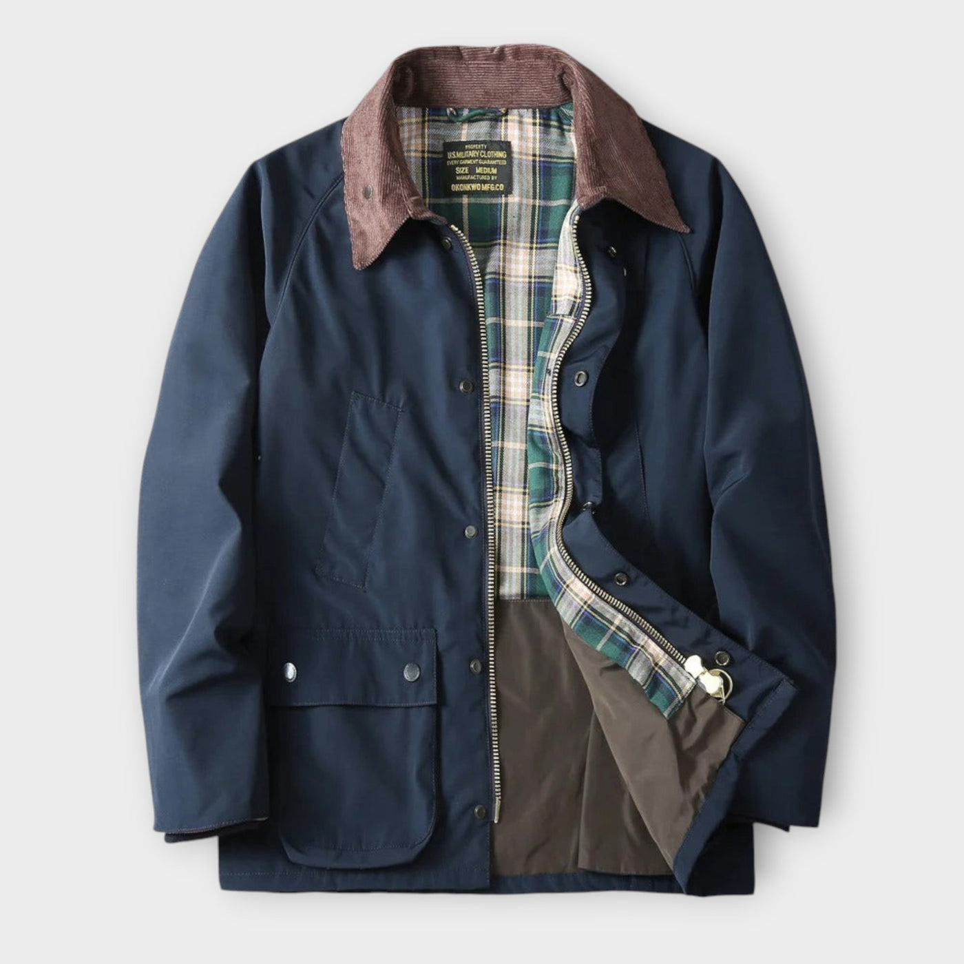 Lennard | Classic Men's Utility Jacket with Plaid Lining