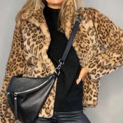 Donna | Women's Fluffy Leopard Print Short Coat